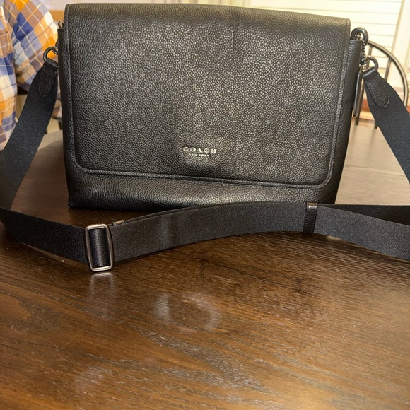 Coach Handbags - Coach Black Pebbled Leather Messenger Bag